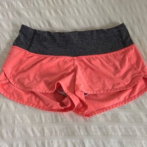 lululemon athletica Coral Running Shorts with Charcoal Waistband EUC